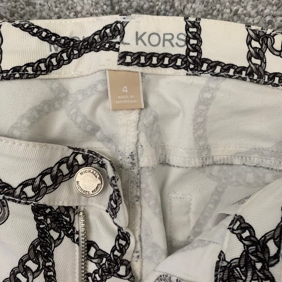 Michael Kors Chain Print White Jean Size 4 - Picture 3 of 5